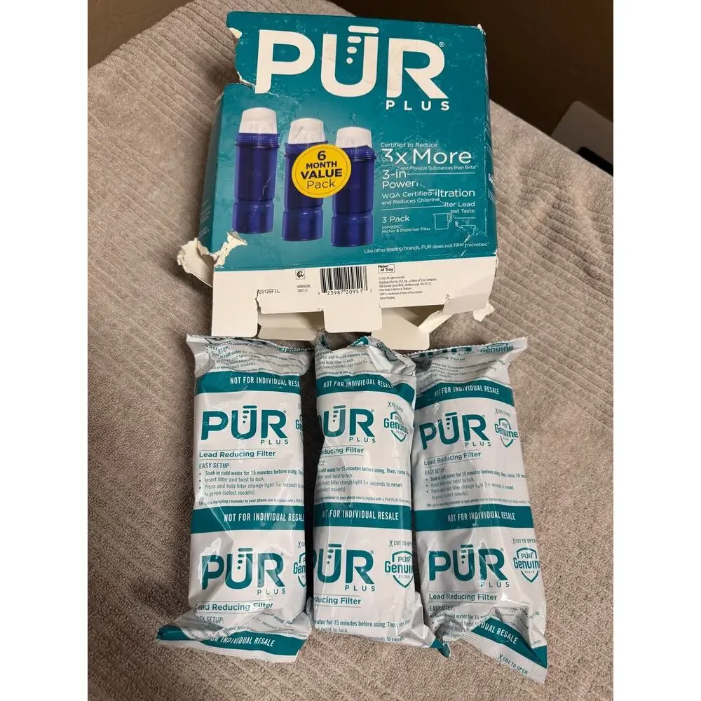 PUR Plus 3 in 1 lead reducing filter for Pitcher and water dispenser Pack of 3